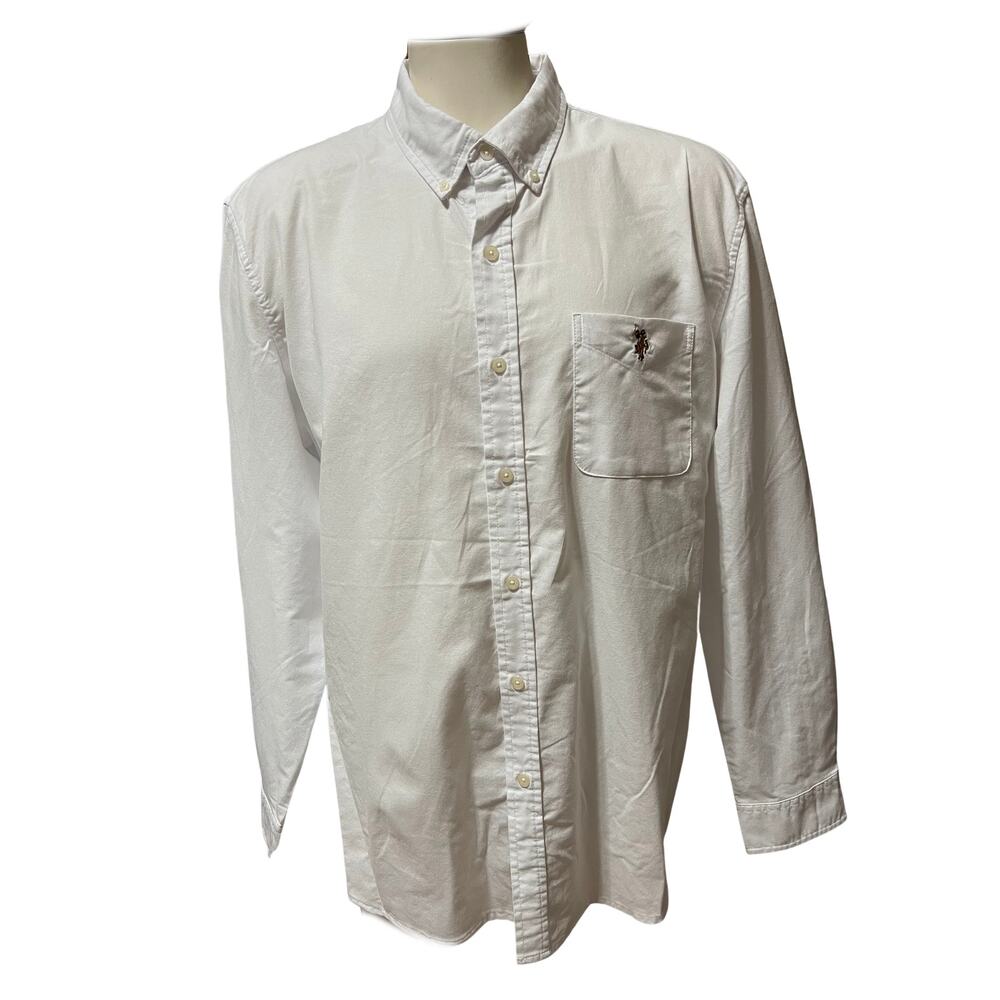 NWT US Polo Assoc Men's White Oxford Cotton L/S Button Down Casual Shirt Size XL